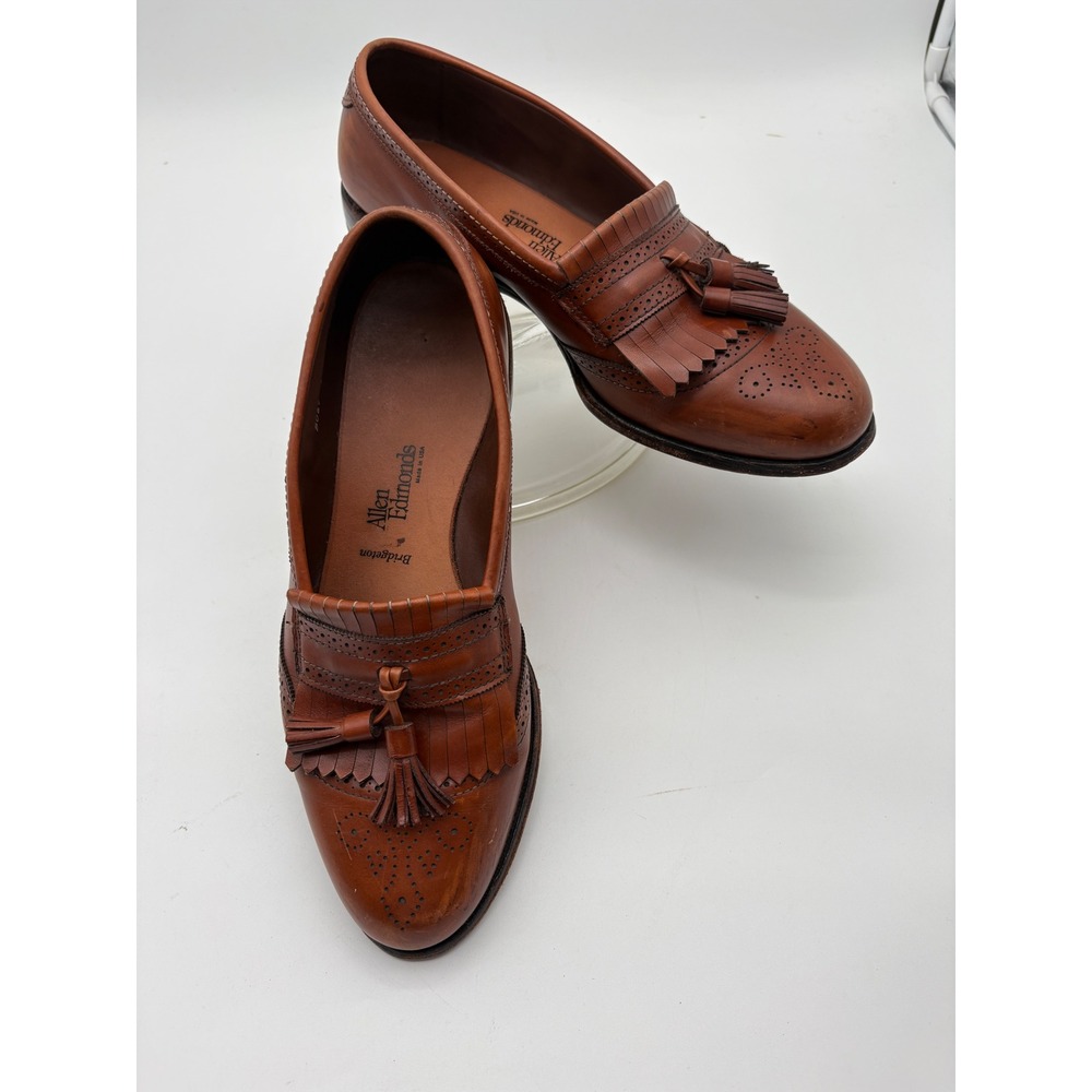 Allen Edmonds Bridgeton Brown Leather Tassel Kiltie Wingtip Loafers Mens 11 C